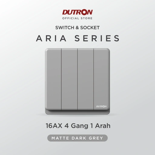 Image of DUTRON ARIA Series Dark Grey Saklar 4 Gang 1 Arah
