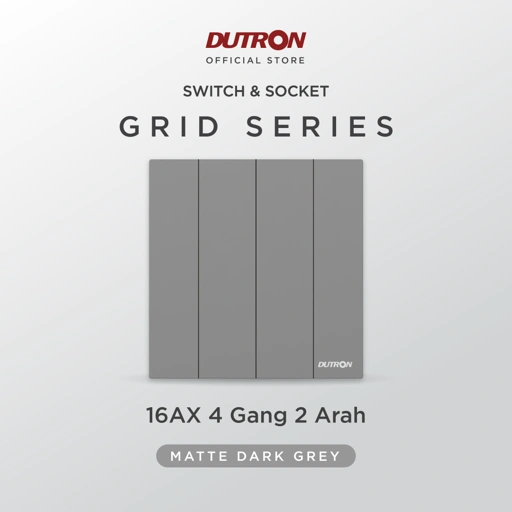 Image of DUTRON GRID Series Dark Grey Saklar 4 Gang 2 Arah