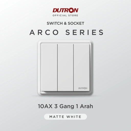 Image of DUTRON ARCO Series White Saklar 3 Gang 1 Arah