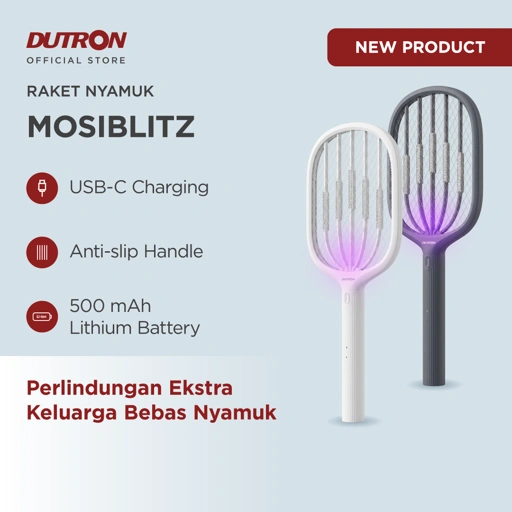 DUTRON Raket Nyamuk Listrik UV MosiBlitz Rechargeable 500 mAh Lithium Battery