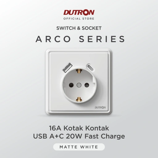 Image of DUTRON ARCO Series White Stop Kontak USB A+C