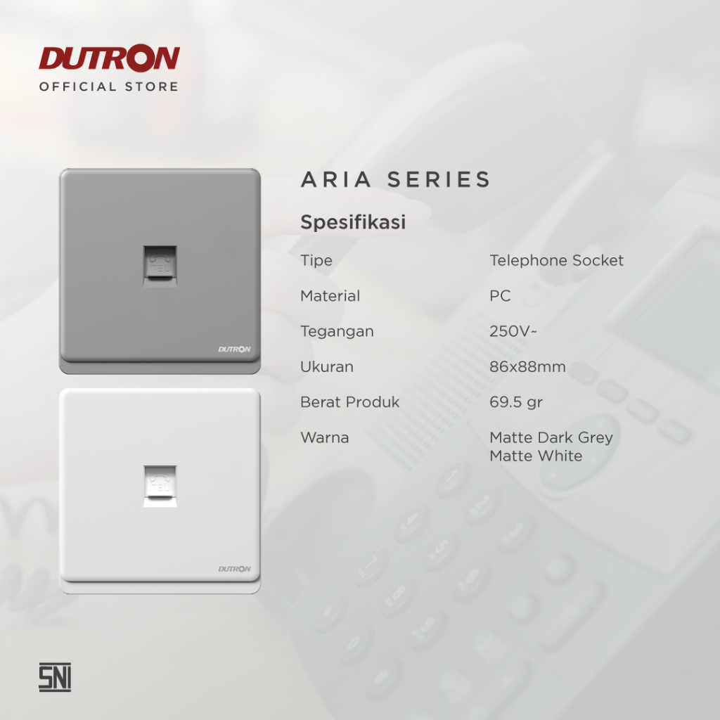 DUTRON ARIA Series Dark Grey Telephone Socket