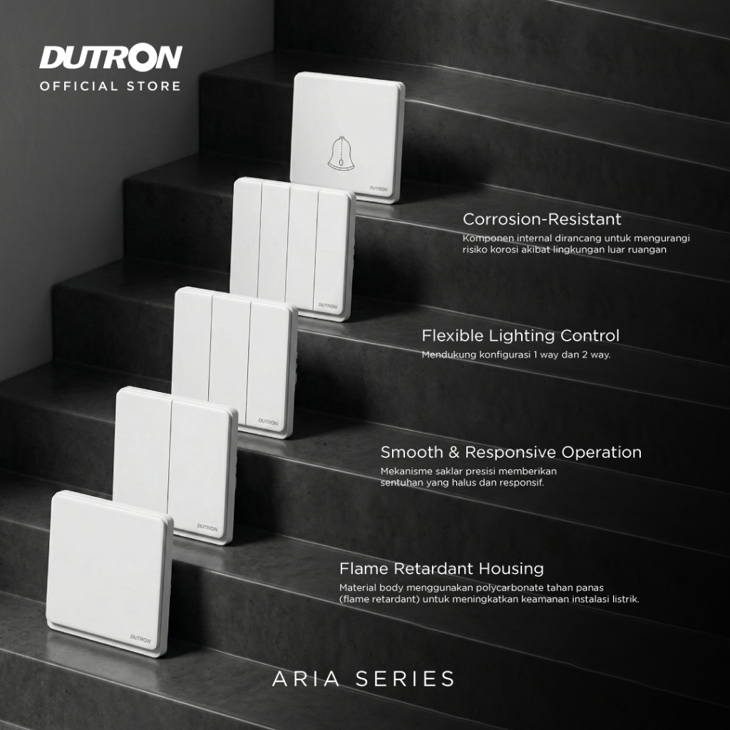 DUTRON ARIA Series Dark Grey Saklar 4 Gang 1 Arah