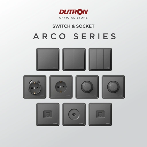 Image of DUTRON ARCO Series Dark Grey Saklar / Cetekan Rumah / Saklar Hotel / Stop Kontak / Colokan Listrik / Stop Kontak Universal