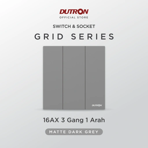 Image of DUTRON GRID Series Dark Grey Saklar 3 Gang 1 Arah