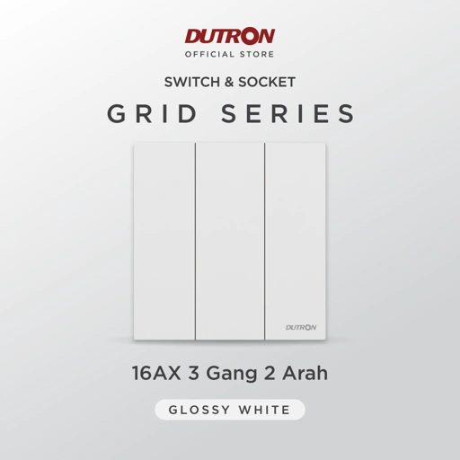 Image of DUTRON GRID Series White Saklar 3 Gang 2 Arah