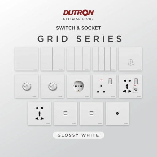 Image of DUTRON GRID Series White Saklar / Cetekan Rumah / Saklar Hotel / Stop Kontak / Colokan Listrik / Stop Kontak Universal