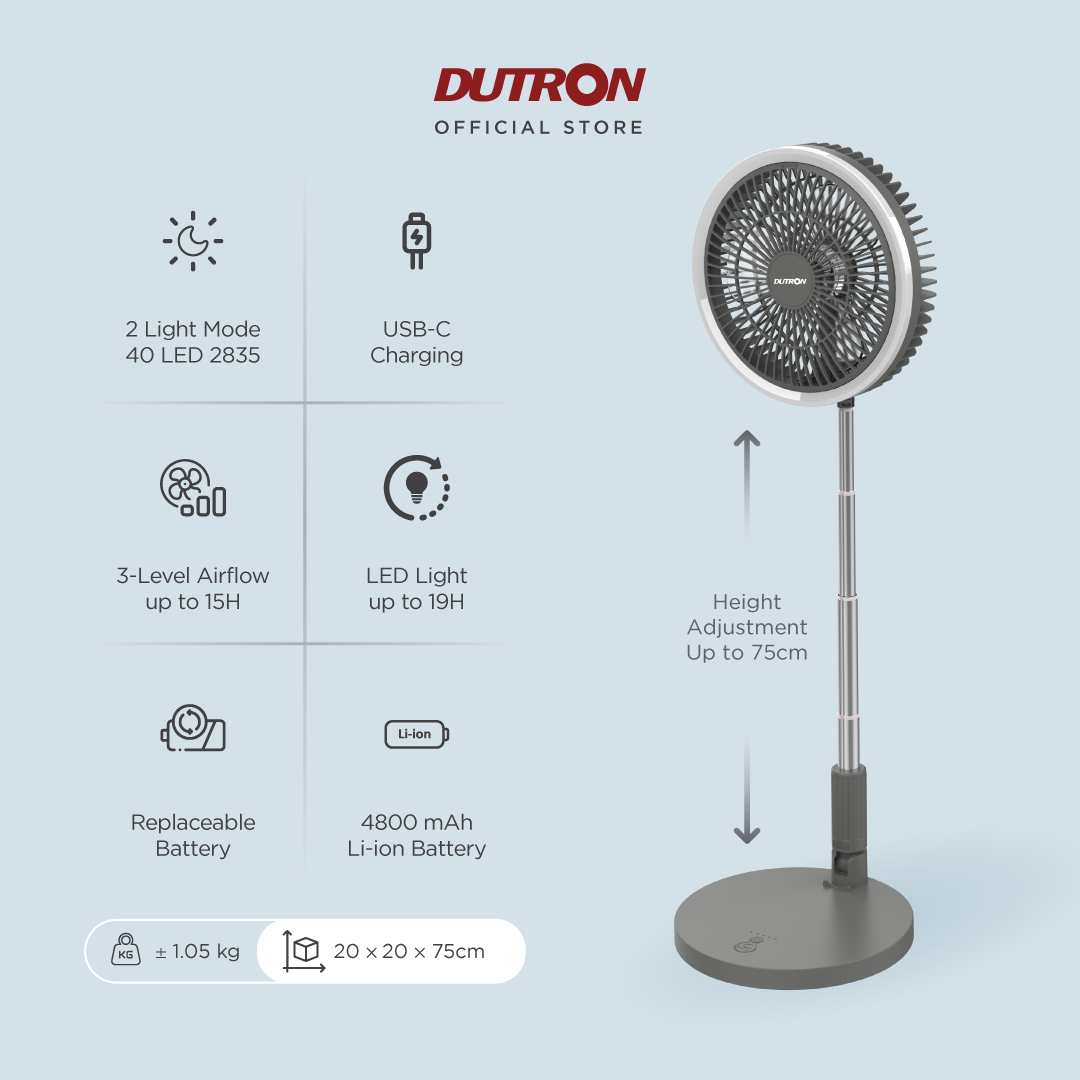 DUTRON Foldy Max Breeze - Kipas Angin Portable 3 in 1