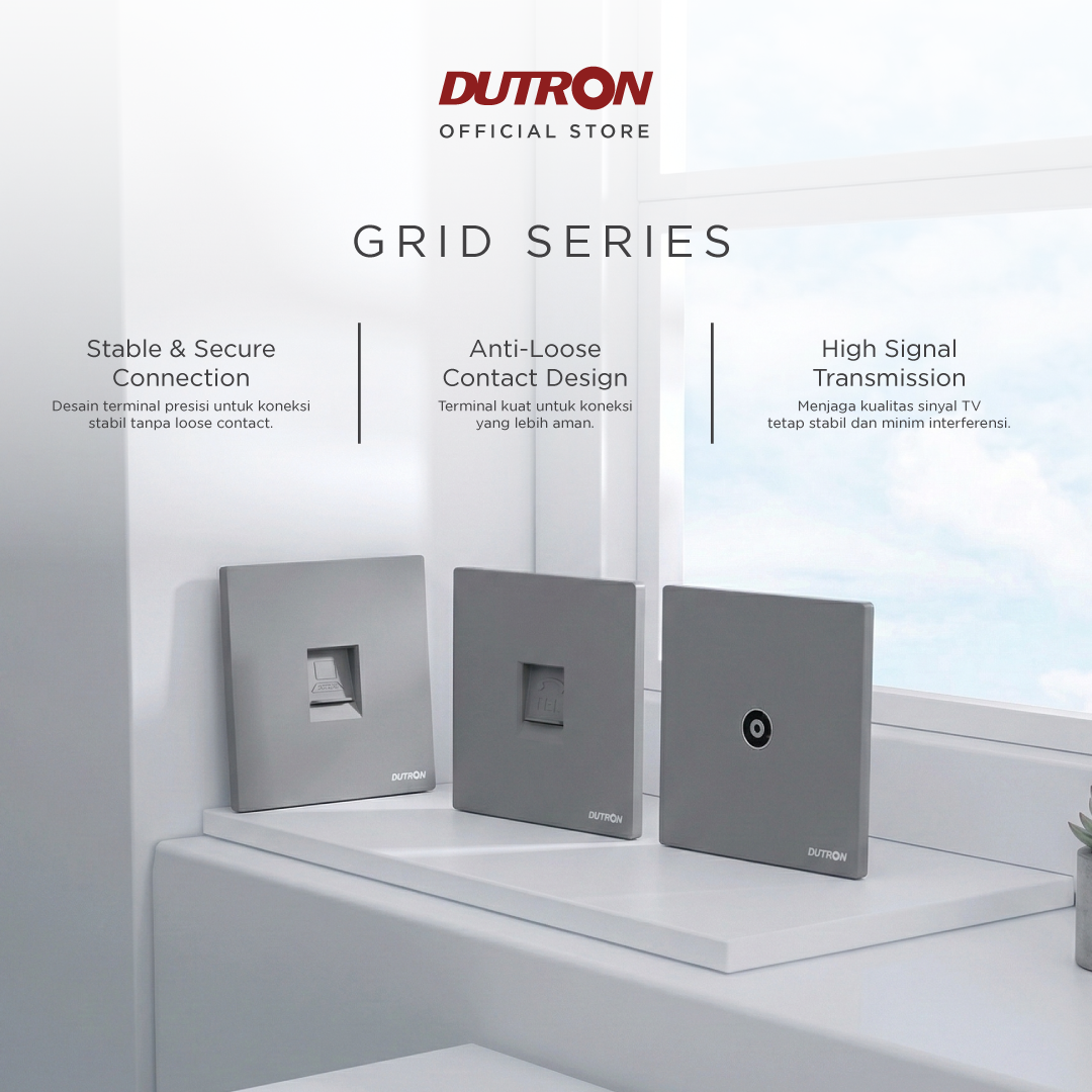 DUTRON GRID Series White Saklar / Cetekan Rumah / Saklar Hotel / Stop Kontak / Colokan Listrik / Stop Kontak Universal
