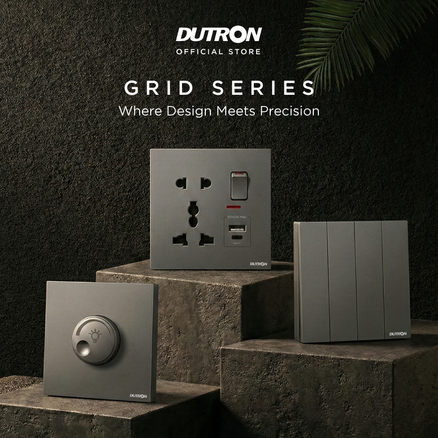 DUTRON GRID Series White Saklar / Cetekan Rumah / Saklar Hotel / Stop Kontak / Colokan Listrik / Stop Kontak Universal