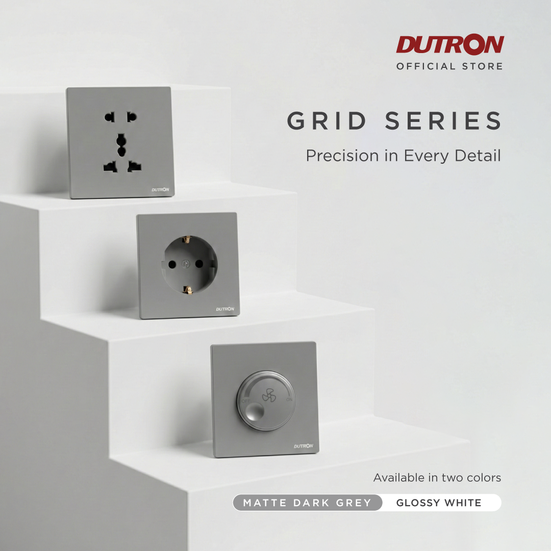 DUTRON GRID Series White Saklar / Cetekan Rumah / Saklar Hotel / Stop Kontak / Colokan Listrik / Stop Kontak Universal