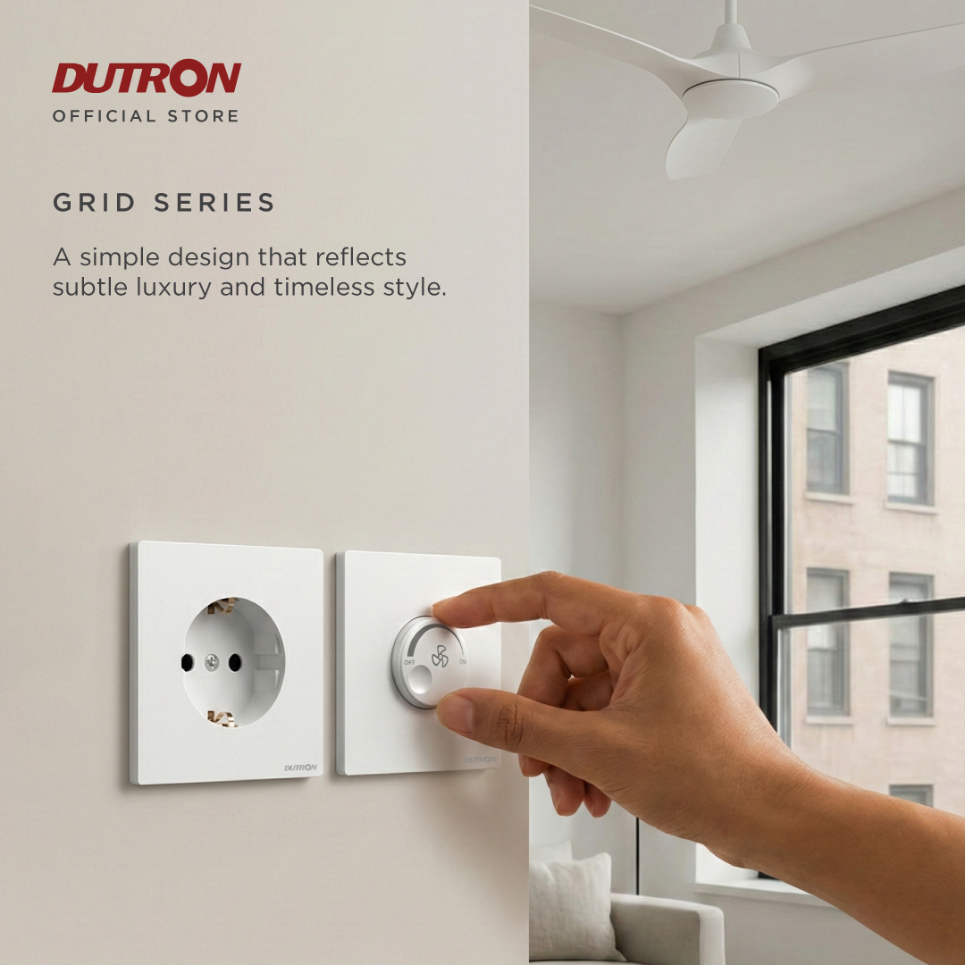 DUTRON GRID Series White Saklar / Cetekan Rumah / Saklar Hotel / Stop Kontak / Colokan Listrik / Stop Kontak Universal