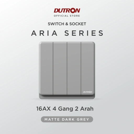Image of DUTRON ARIA Series Dark Grey Saklar 4 Gang 2 Arah