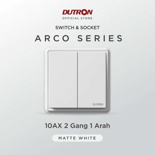Image of DUTRON ARCO Series White Saklar 2 Gang 1 Arah