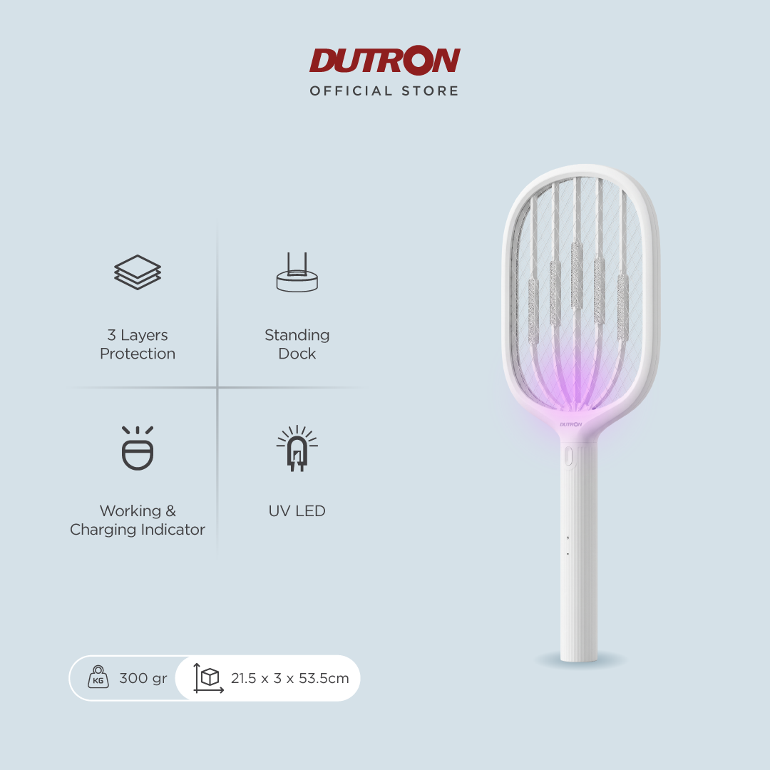 DUTRON Raket Nyamuk Listrik UV MosiBlitz Rechargeable 500 mAh Lithium Battery