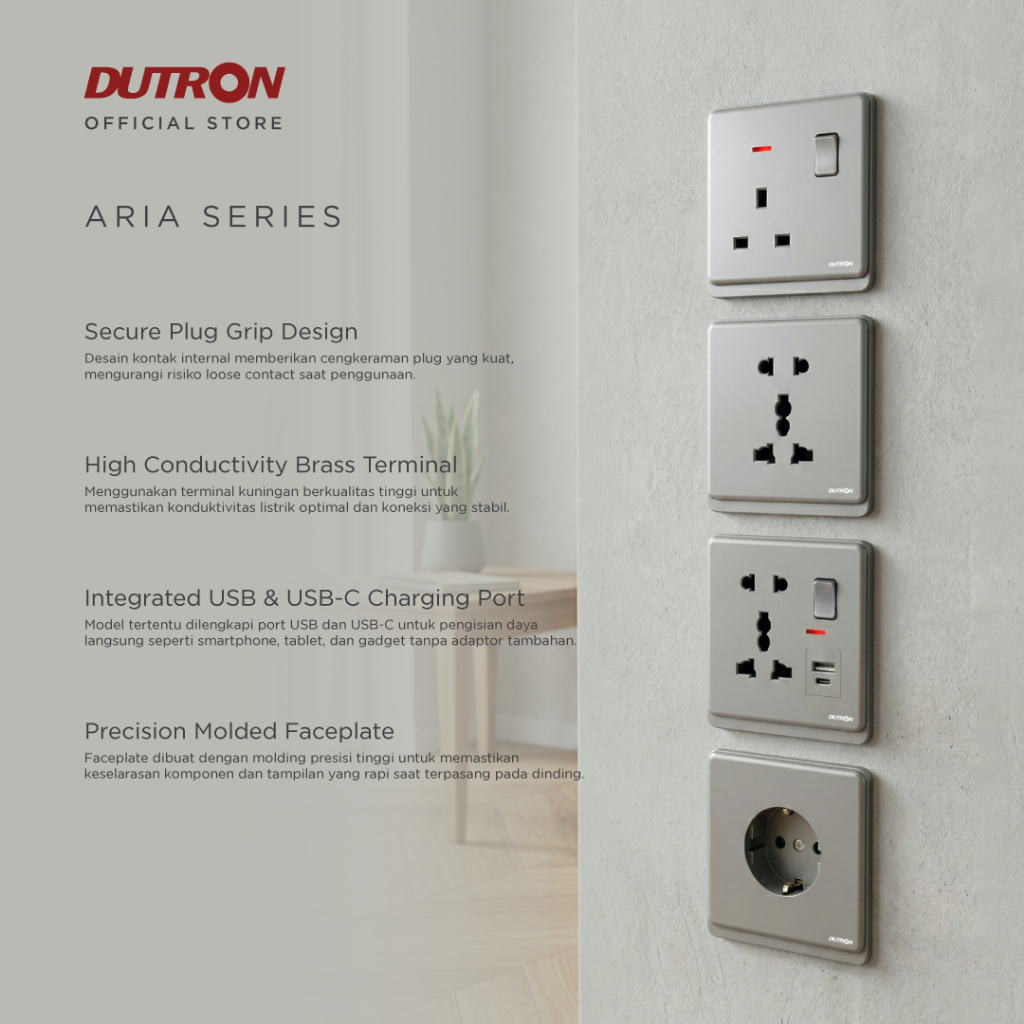 DUTRON ARIA Series Dark Grey Stop Kontak AC