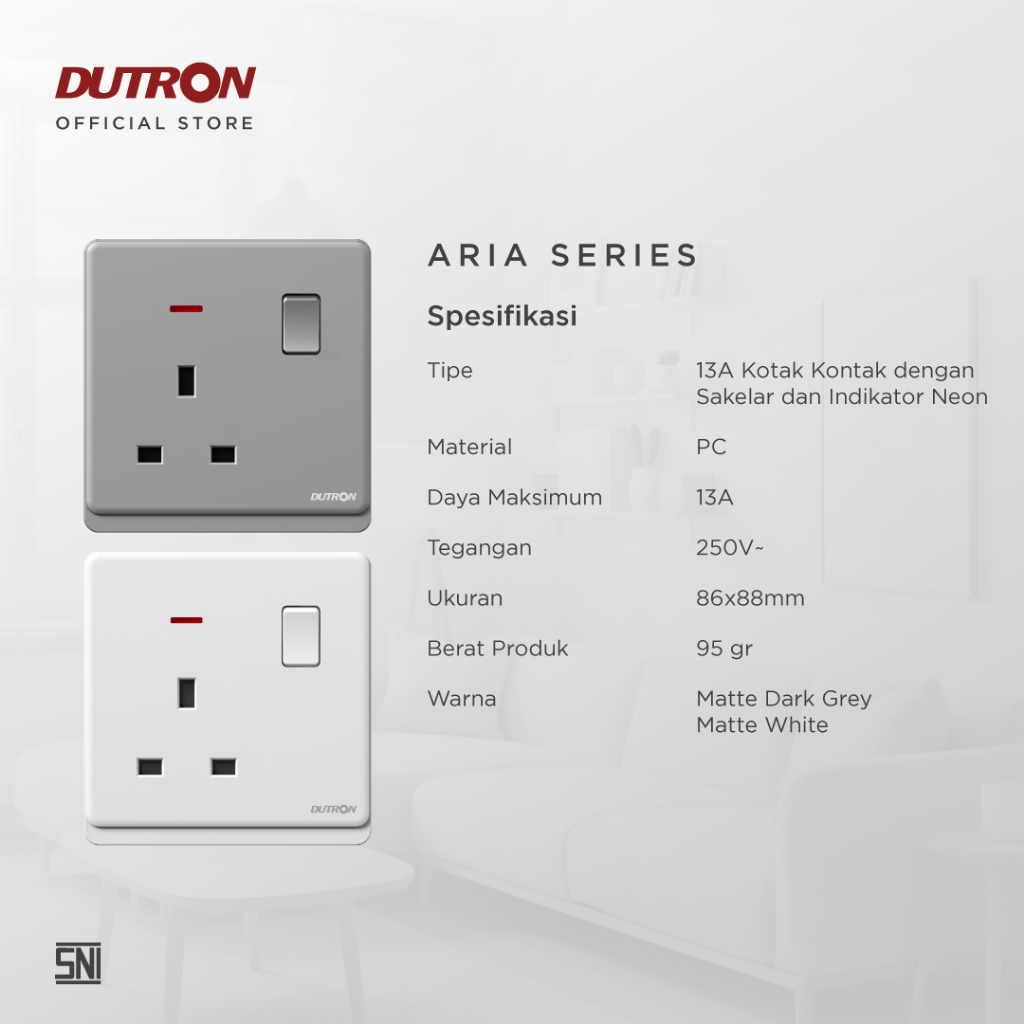 DUTRON ARIA Series Dark Grey Stop Kontak AC