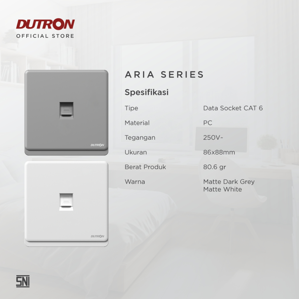 DUTRON ARIA Series Dark Grey Data Socket CAT 6