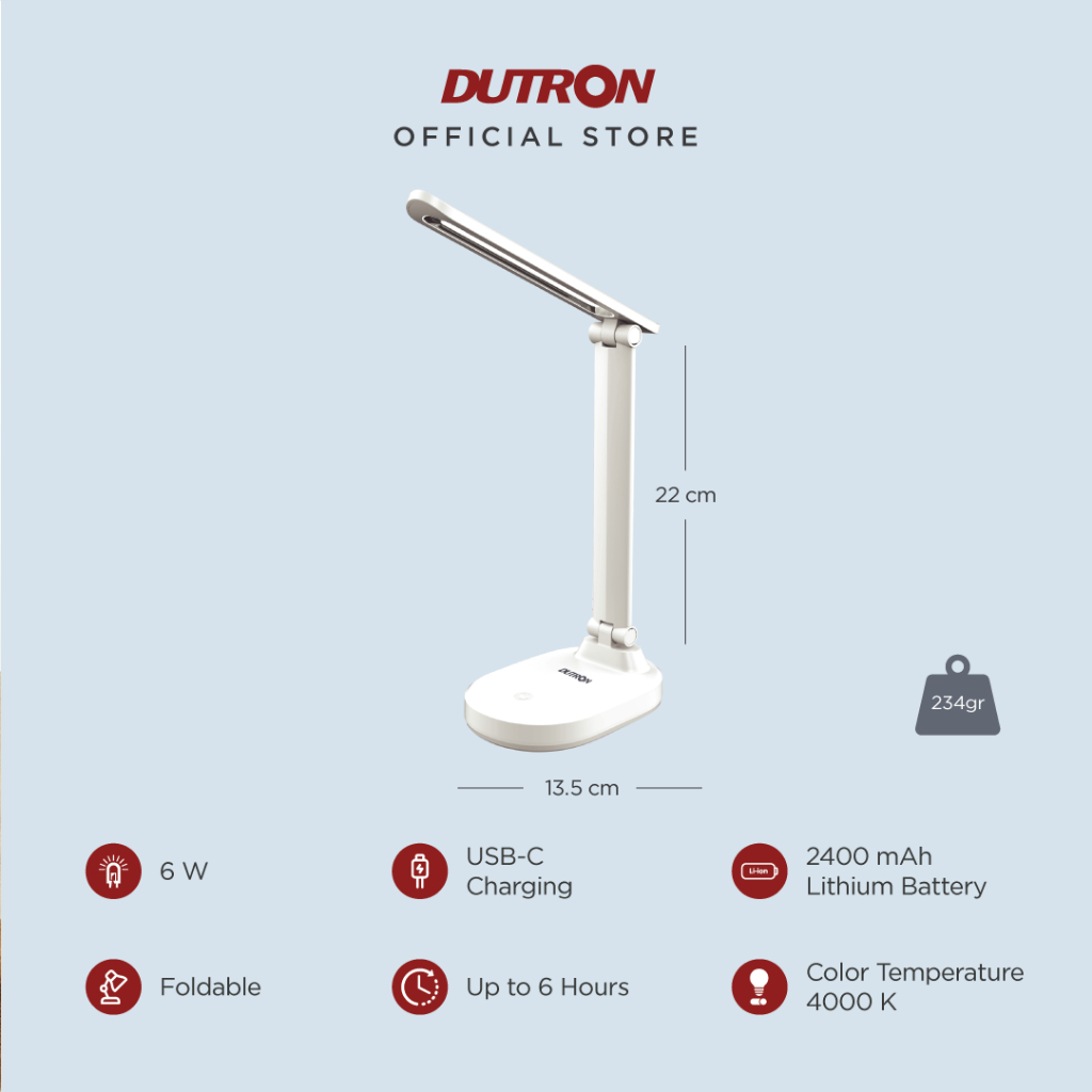 DUTRON Lampu Meja Belajar LED Touch Screen