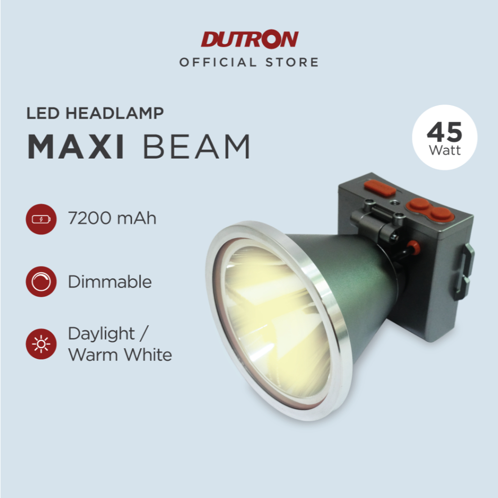 DUTRON Senter Kepala LED Maxi Beam Hiking Outdoor Jumbo Alumunium Reflector 45 Watt