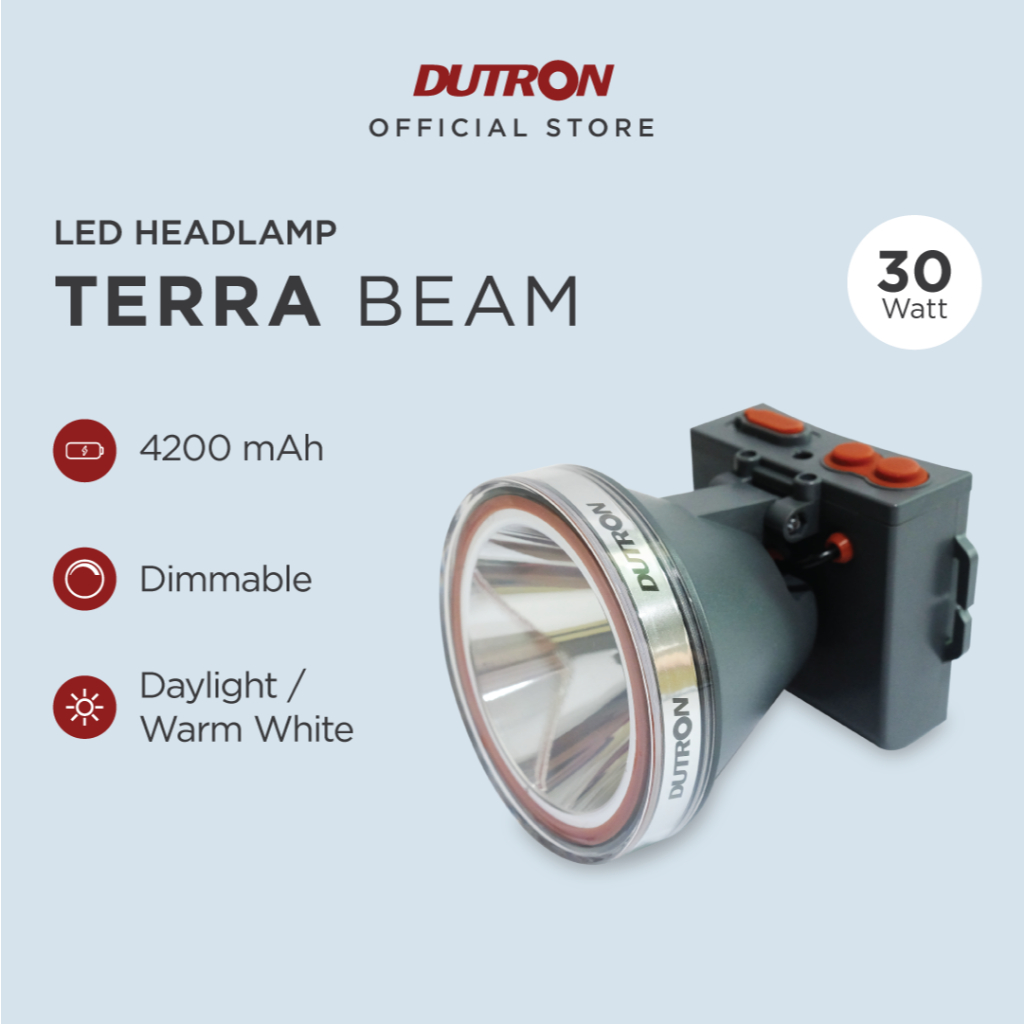 DUTRON Senter Kepala LED Terra Beam Hiking Outdoor Rechargeable Water Resistant 30 Watt