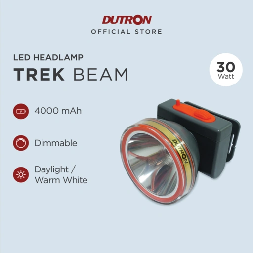 Image of DUTRON Senter Kepala LED Trek Beam Hiking Outdoor Rechargeable 30 Watt