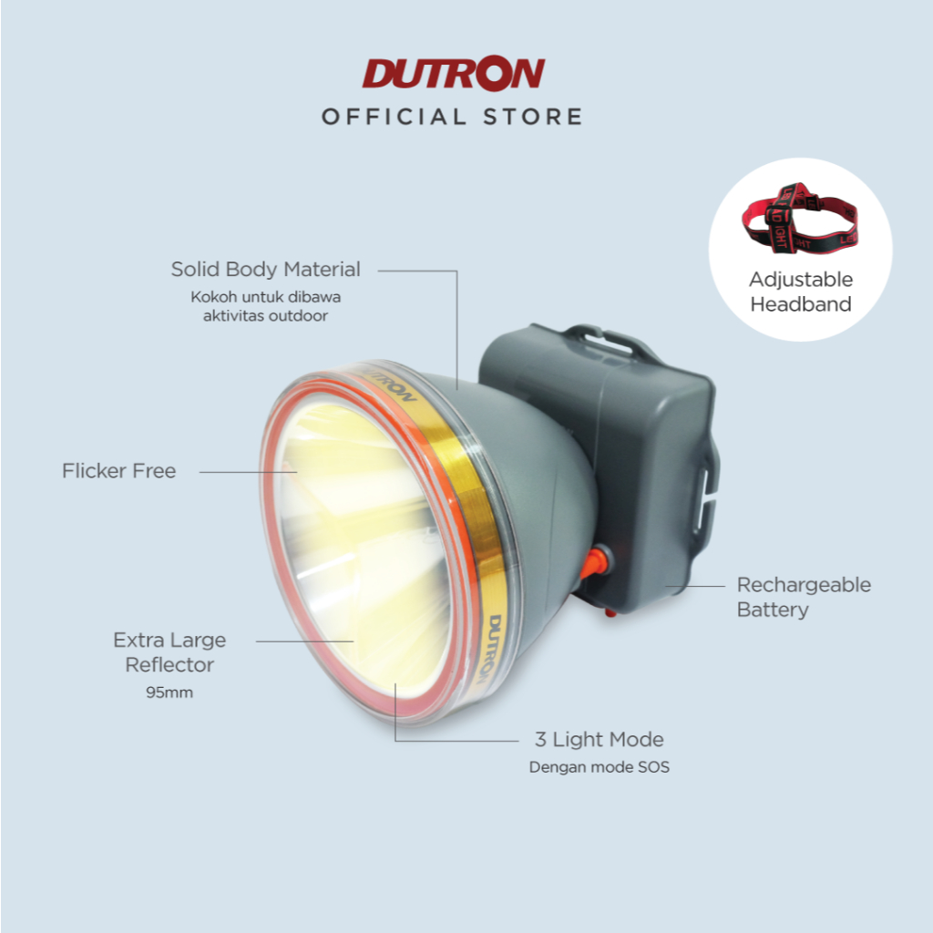 DUTRON Senter Kepala LED Ultra Beam Hiking Outdoor Jumbo 45 Watt
