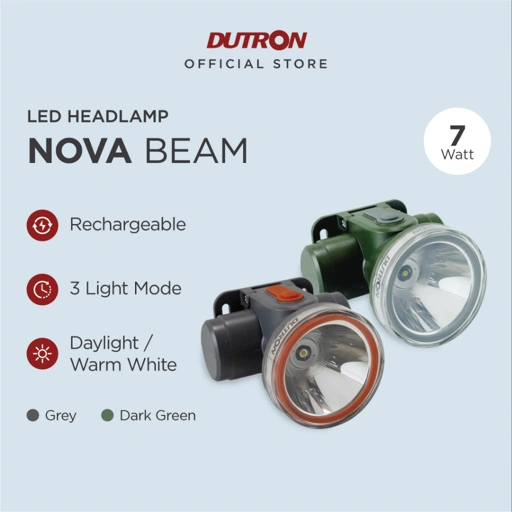 Image of DUTRON Senter Kepala LED Nova Beam Rechargeable Water Resistant 7 Watt