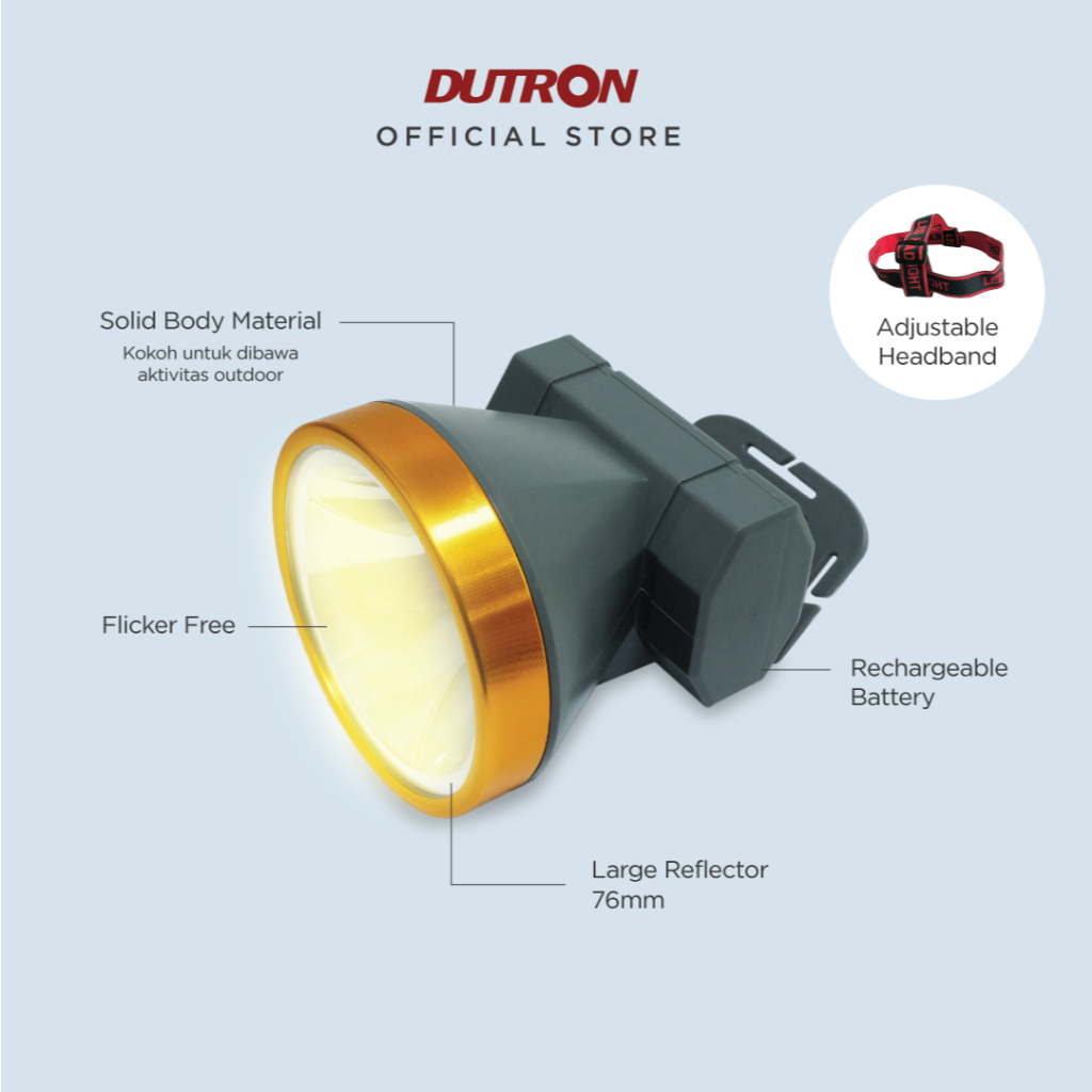 DUTRON Senter Kepala LED Lumi Beam Outdoor Rechargeable 25 Watt