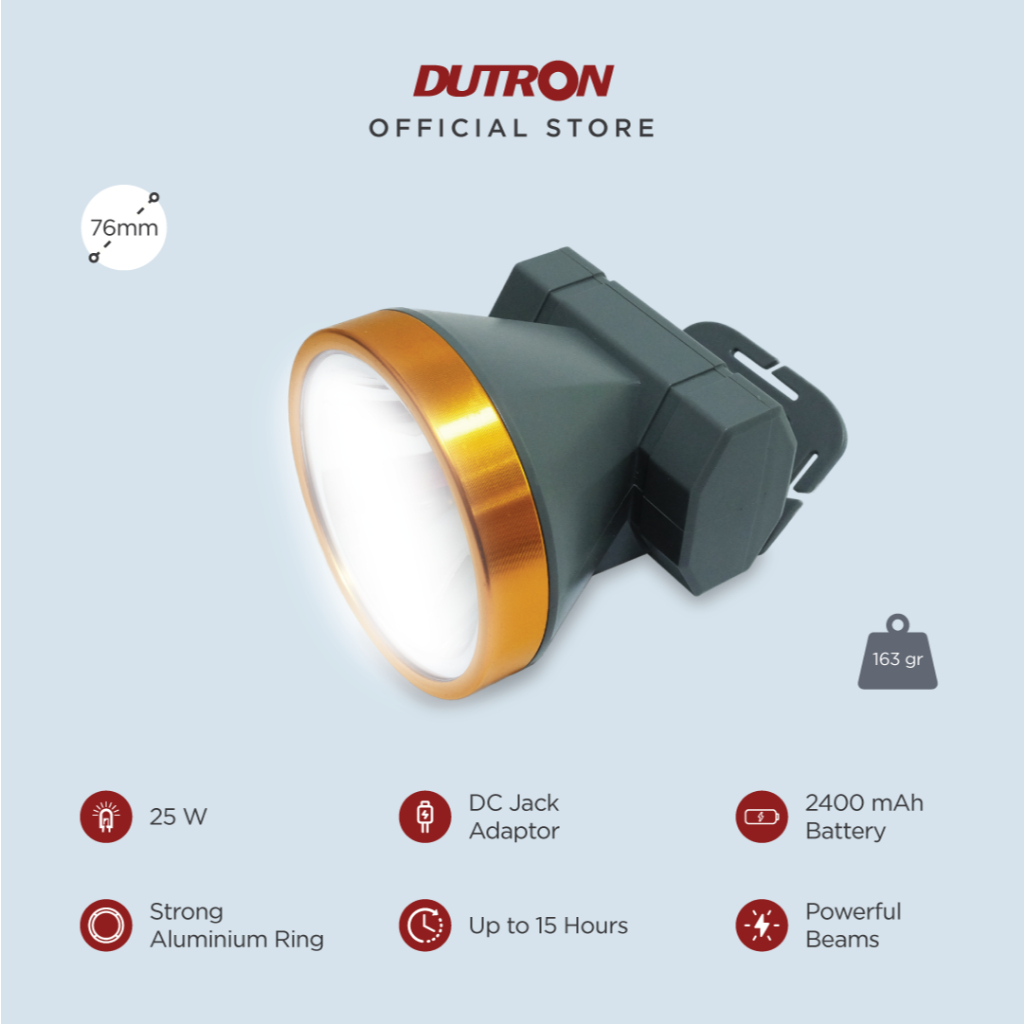 DUTRON Senter Kepala LED Lumi Beam Outdoor Rechargeable 25 Watt