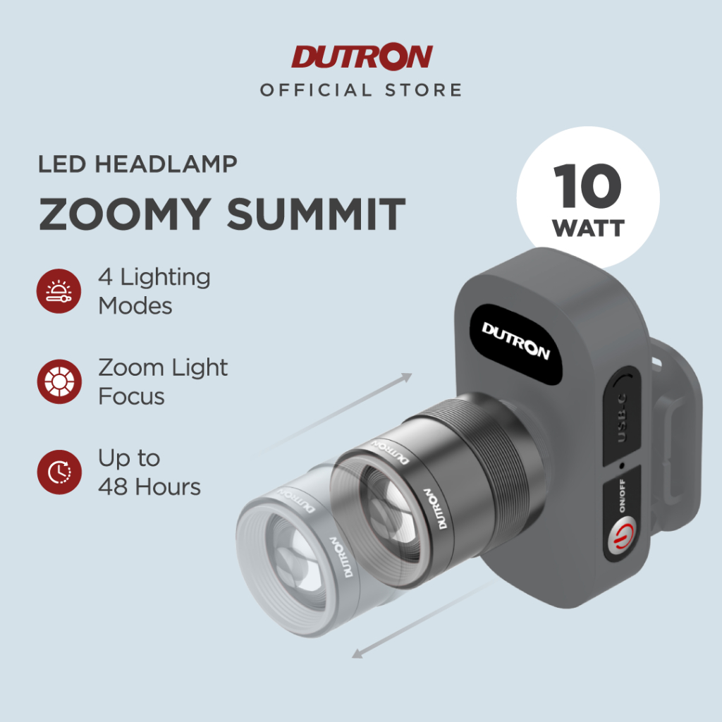 DUTRON Senter Kepala Vertikal LED Zoomy Summit 10 Watt