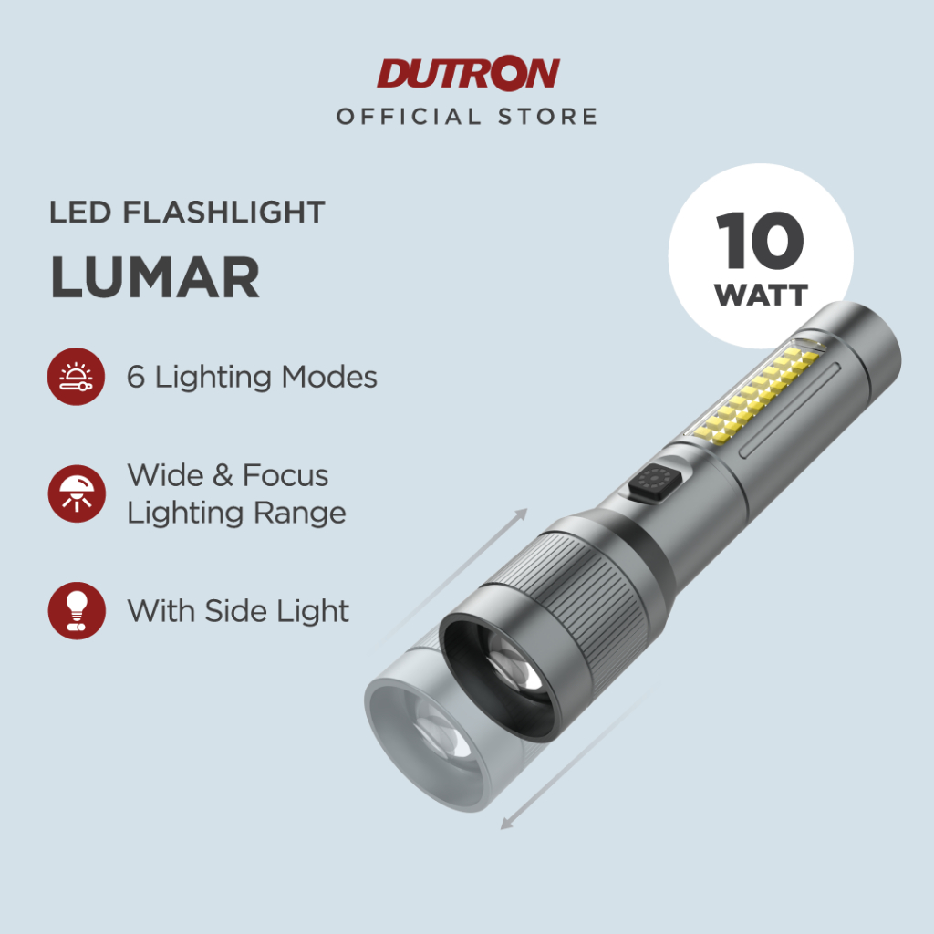 DUTRON Senter LED Lumar Alumunium Slim 10 Watt