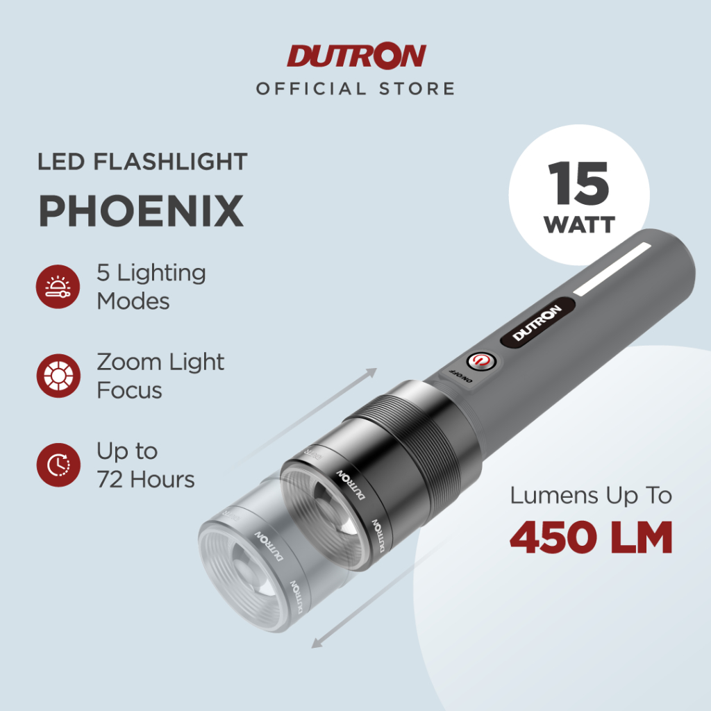 DUTRON Phoenix Senter ZOOM LED 15 Watt