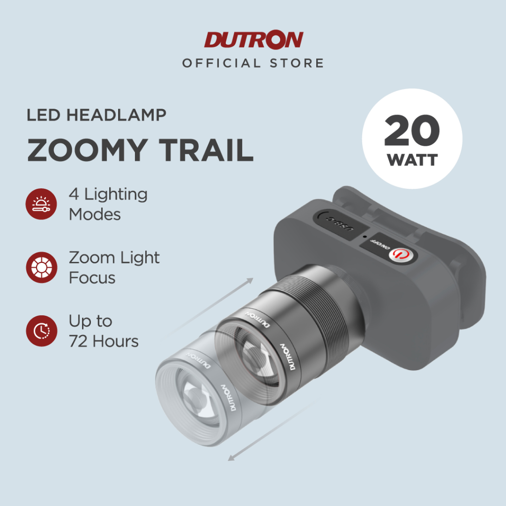 DUTRON Senter Kepala LED Zoomy Trail 20 Watt