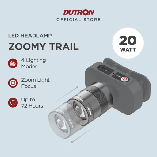 Image of DUTRON Senter Kepala LED Zoomy Trail 20 Watt