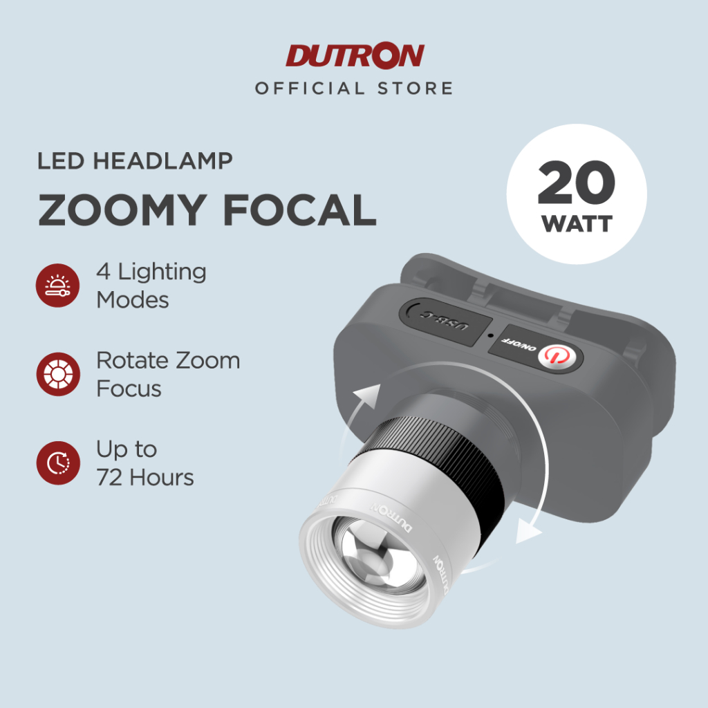 DUTRON Senter Kepala LED Zoomy Focal 20 Watt