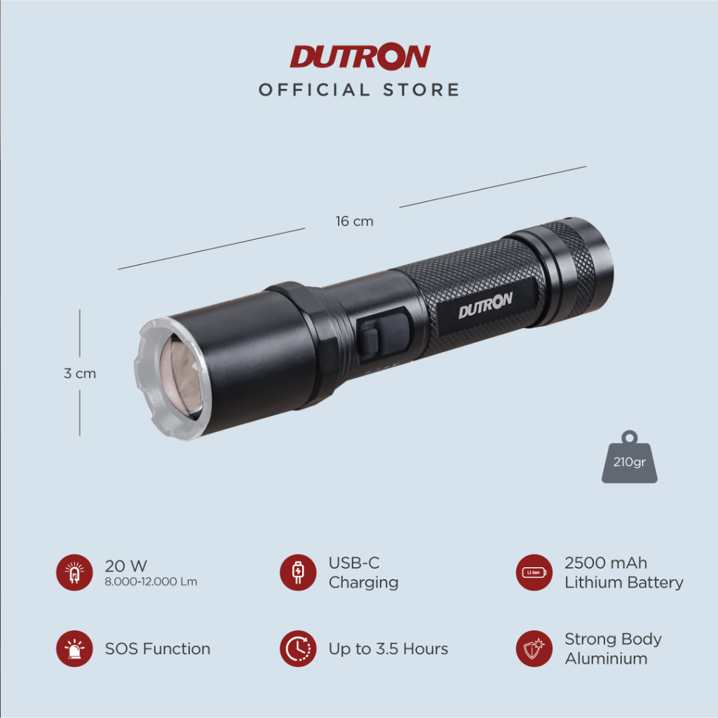 DUTRON Armor Senter LED Alumunium 20 Watt 