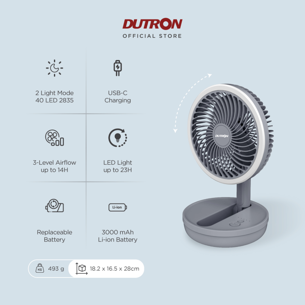 DUTRON Foldy Breeze - Lampu Meja Kipas Lipat