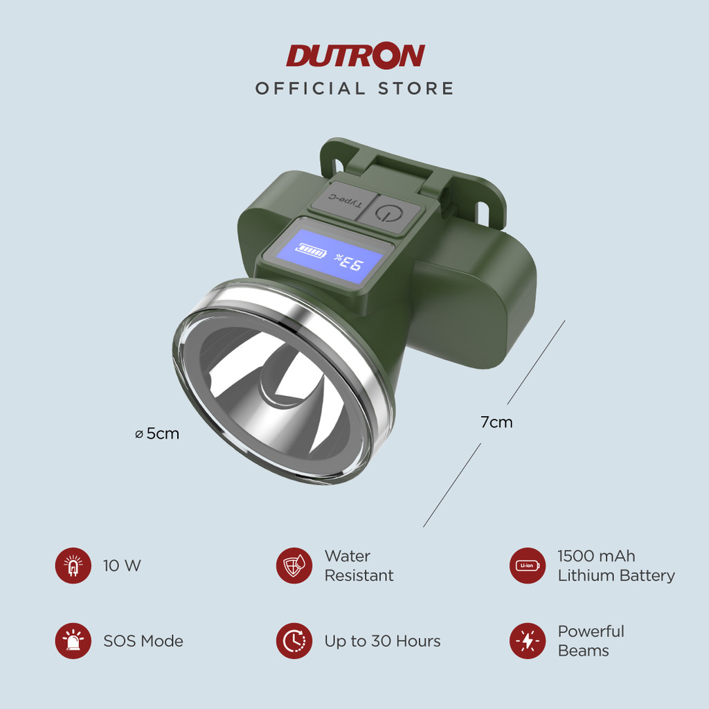 DUTRON Senter Kepala LED Joylite Rechargeable Water Resistant 10 Watt