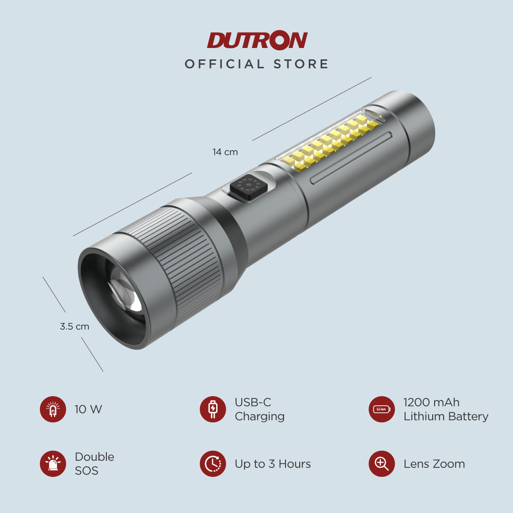 DUTRON Senter LED Lumar Alumunium Slim 10 Watt