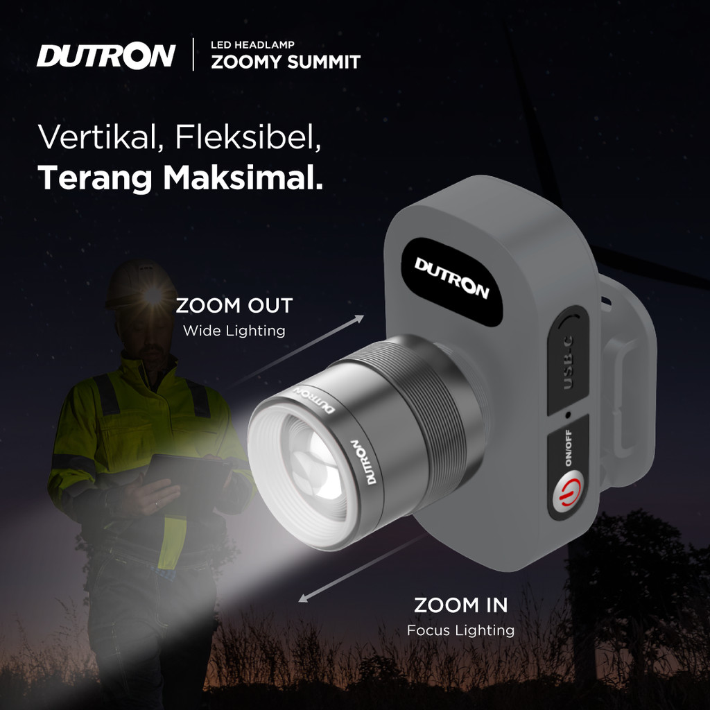 DUTRON Senter Kepala Vertikal LED Zoomy Summit 10 Watt