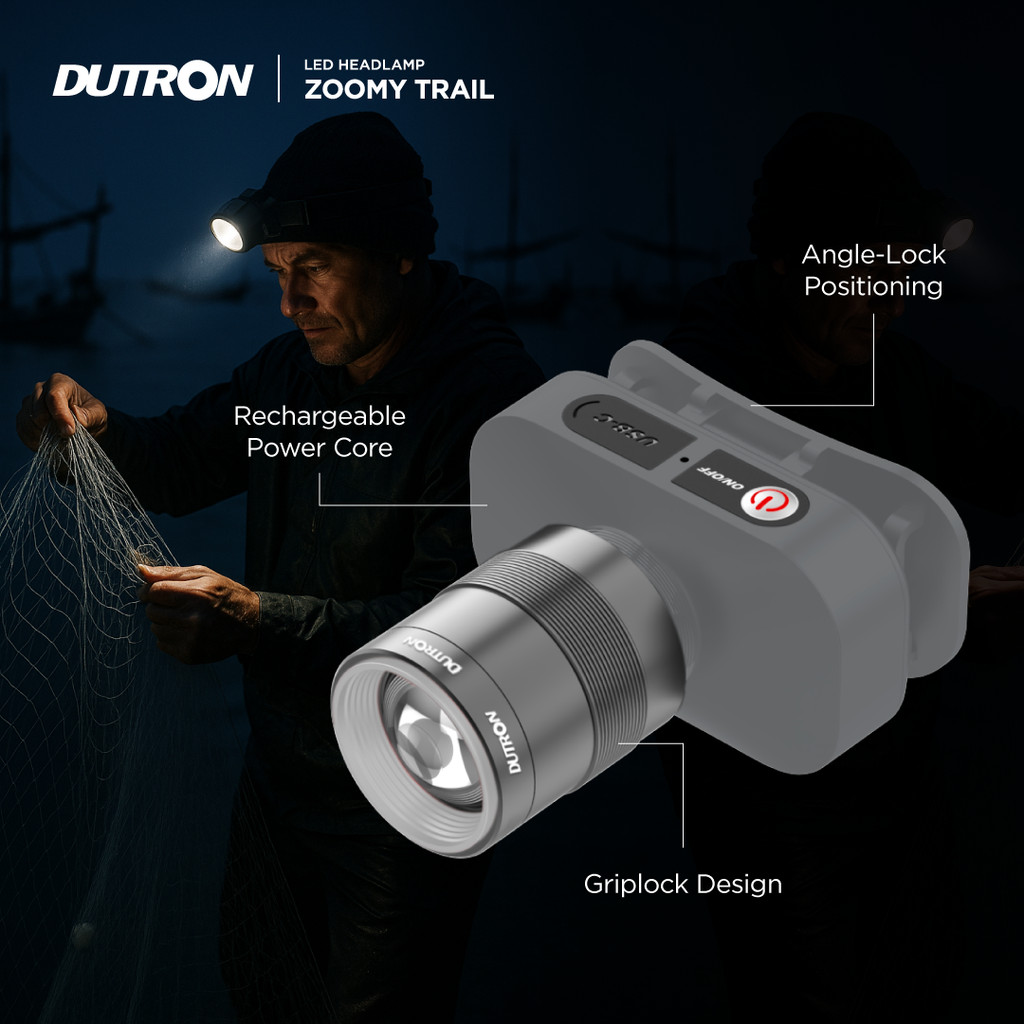 DUTRON Senter Kepala LED Zoomy Trail 20 Watt