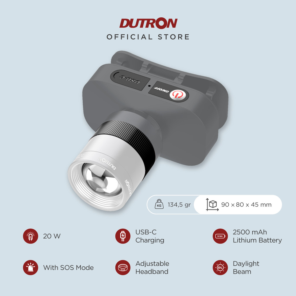 DUTRON Senter Kepala LED Zoomy Focal 20 Watt