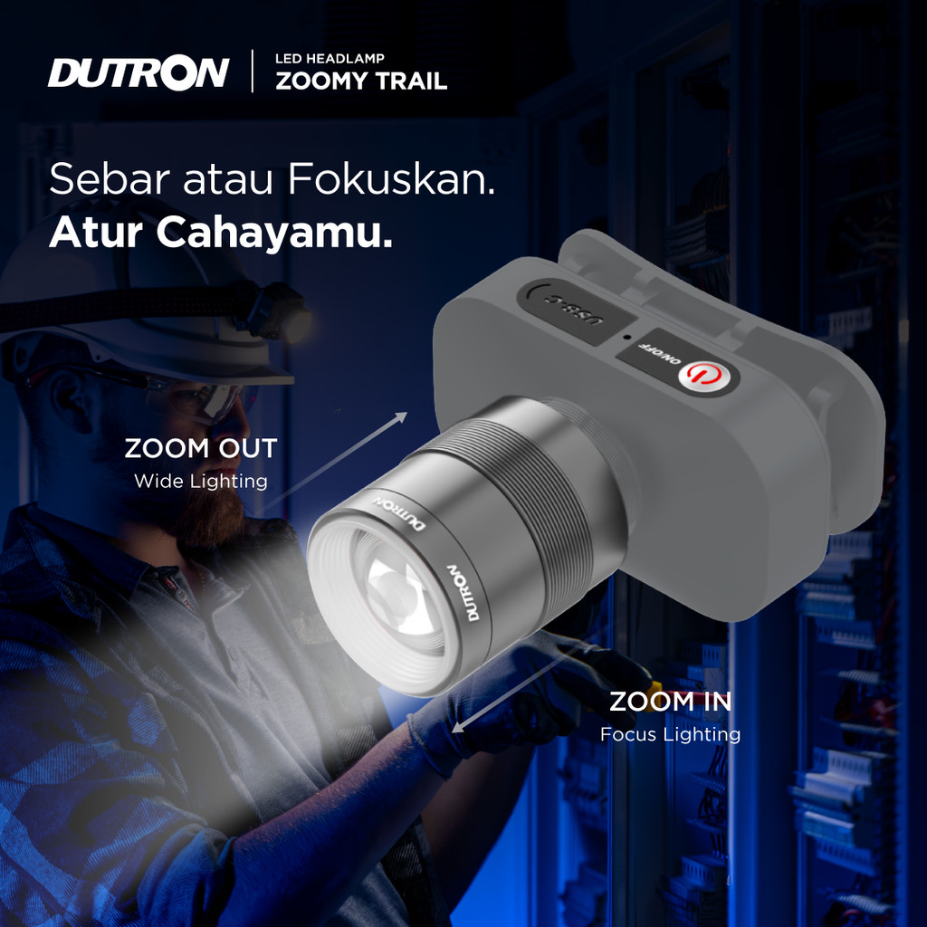 DUTRON Senter Kepala LED Zoomy Trail 20 Watt