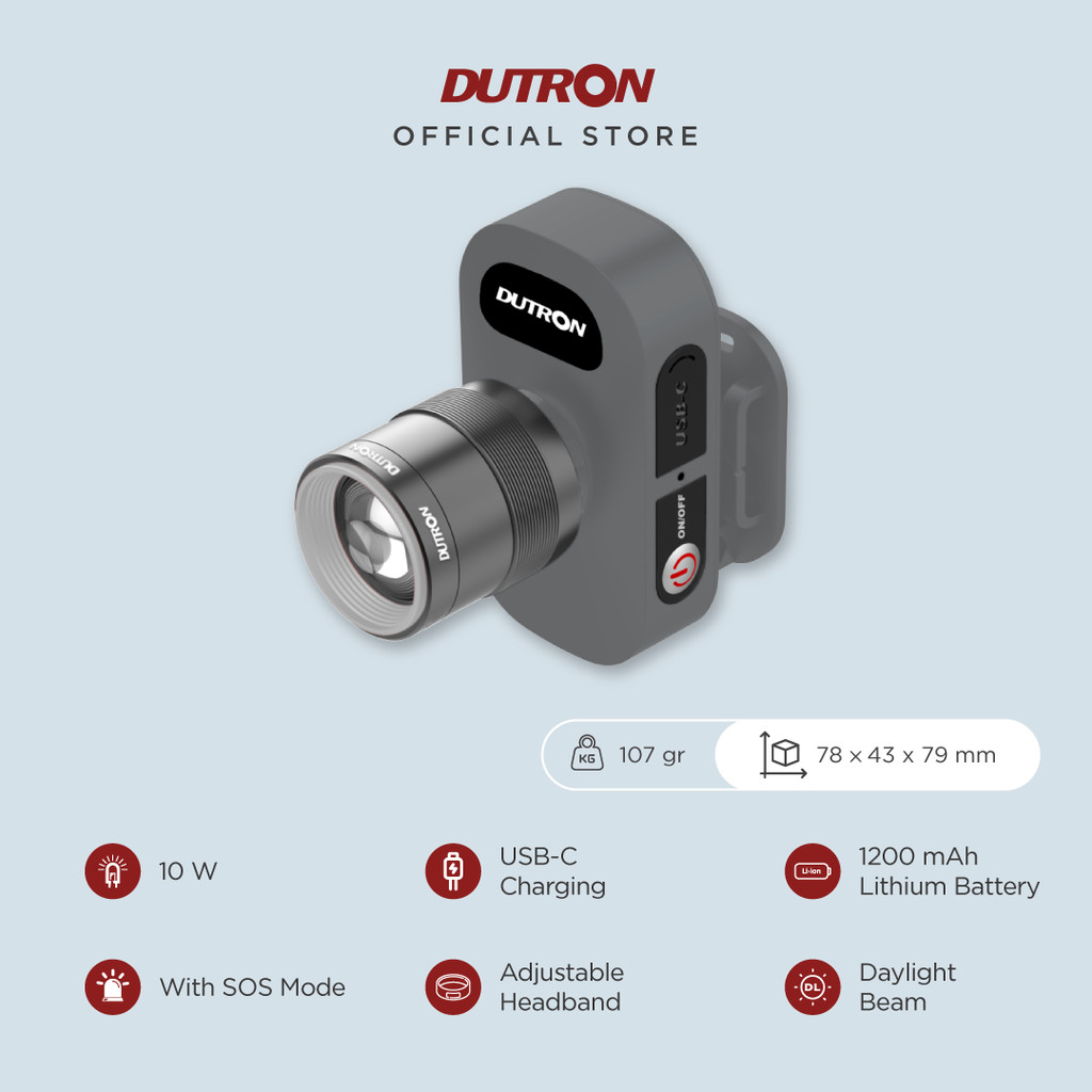 DUTRON Senter Kepala Vertikal LED Zoomy Summit 10 Watt