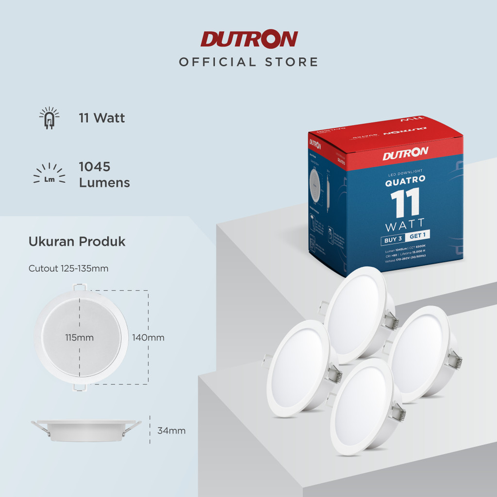 [BELI 3 GRATIS 1] DUTRON QUATRO Lampu LED Downlight Daylight