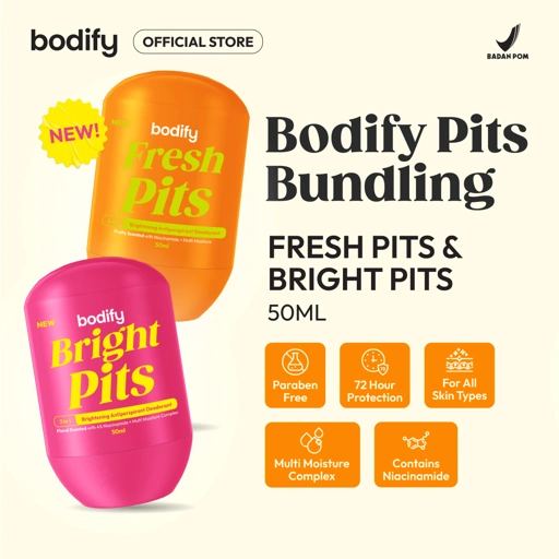 Image of [HappyPITS]FRESH PITS & BRIGHT PITS 3in1 Brightening Antiperspirant Deodorant RollOn 50ml Mencerahkan,Sensitif,Lawan Bau Badan&Keringat Berlebih