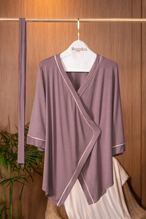 Image of HUGGABLE KIMONO TOP HAZELNUT