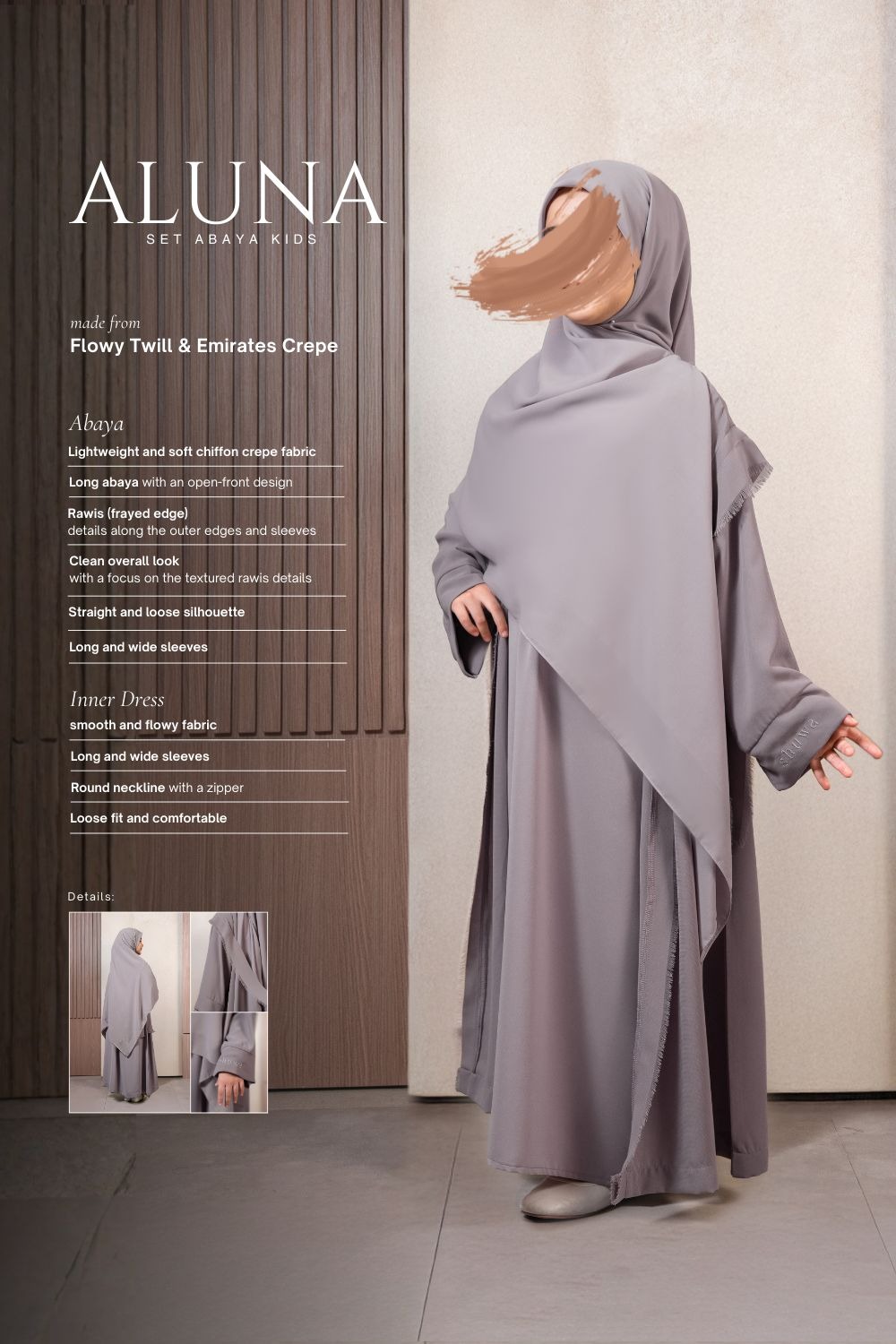 ALUNA SET ABAYA KIDS