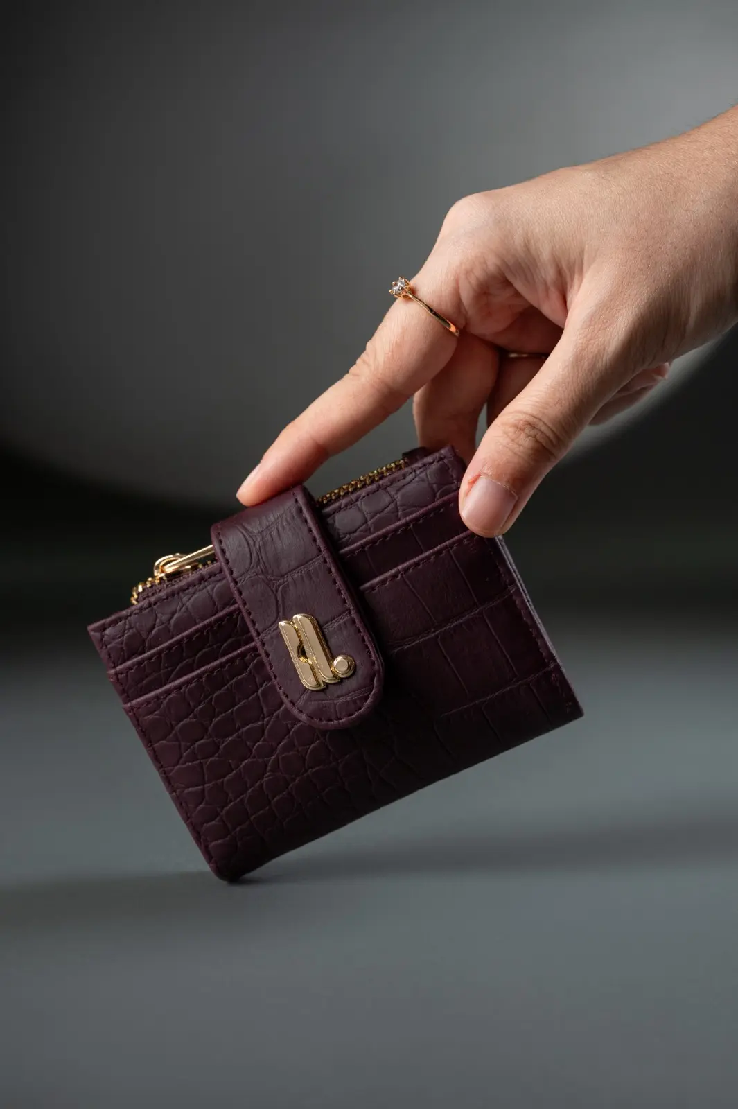 SADIE CROCO WALLET MAROON